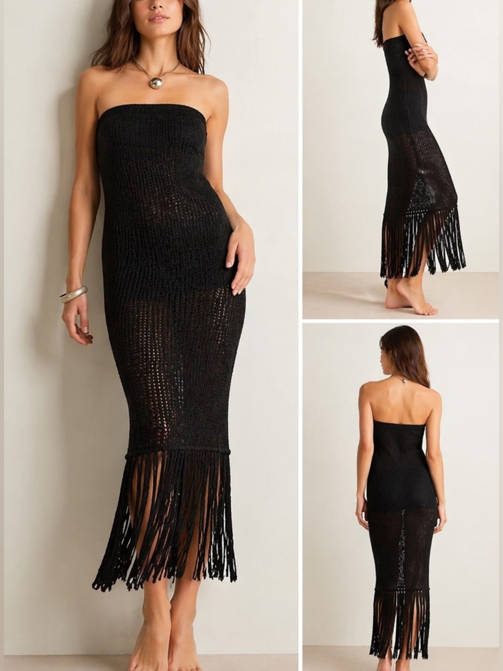 Celandine Anthropologie Fringe Knit Tube Dress / Skirt S NWT